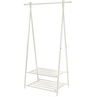 SONGMICS Suport pentru haine, cu raft depozitare pe 2 niveluri, cadru metalic, 88x41x155cm, alb SONGMICS Suport pentru haine, cu raft depozitare pe 2 niveluri, cadru metalic, 88x41x155cm, alb