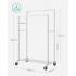 SONGMICS Suport haine cu 2 bare si raft, cu roti, cadru metalic, design industrial, 100x59x162 cm, alb [2]