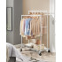 SONGMICS Suport haine cu 2 bare si raft, cu roti, cadru metalic, design industrial, 100x59x162 cm, alb [9]
