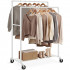 SONGMICS Suport haine cu 2 bare si raft, cu roti, cadru metalic, design industrial, 100x59x162 cm, alb [11]