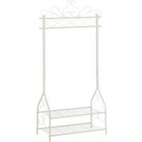 SONGMICS Suport pentru haine metalic, cu sina de agatat, 2 rafturi, 92x41x173cm, crem SONGMICS Suport pentru haine metalic, cu sina de agatat, 2 rafturi, 92x41x173cm, crem