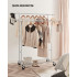 SONGMICS Suport pentru haine pe roti, sina dubla extensibila, din inox cromat, sarcina 100kg, 129x55x148cm, argintiu [2]
