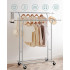 SONGMICS Suport pentru haine pe roti, sina dubla extensibila, din inox cromat, sarcina 100kg, 129x55x148cm, argintiu [9]
