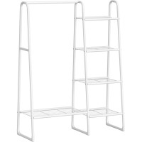 SONGMICS Cuier cu 5 rafturi si bara pentru haine, structura metalica, stil industrial, 40x102x153 cm, alb SONGMICS Cuier cu 5 rafturi si bara pentru haine, structura metalica, stil industrial, 40x102x153 cm, alb