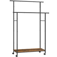 SONGMICS Suport pentru haine dublu cu 2 sine de agatat si polita inferioara, pe roti, 40x99x157 cm, negru SONGMICS Suport pentru haine dublu cu 2 sine de agatat si polita inferioara, pe roti, 40x99x157 cm, negru