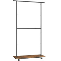 SONGMICS Suport pentru haine cu 2 sine de agatat si polita inferioara, pe roti, 35x99x180 cm, negru SONGMICS Suport pentru haine cu 2 sine de agatat si polita inferioara, pe roti, 35x99x180 cm, negru