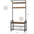 VASAGLE Cuier pentru hol cu banca si suport pantofi, stil industrial, 84x34x183 cm, maro rustic [8]