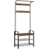 VASAGLE Cuier pentru haine, cu banc depozitare pantofi, 9 carlige detasabile, sina pentru haine, 34x77x183cm, industrial, maro rustic si negru [7]