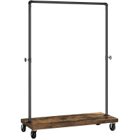SONGMICS Suport haine pe roti, cu bara si raft inferior, stil industrial, 104x40x162 cm, negru SONGMICS Suport haine pe roti, cu bara si raft inferior, stil industrial, 104x40x162 cm, negru