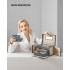 SONGMICS Cutie de bijuterii pe 3 nivele, cu 2 sertare, maner, oglinda, inchidere cu cheie, 18x26x17, gri [2]