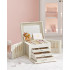 SONGMICS Cutie de bijuterii cu 4 nivele, 3 sertare, oglinda si incuietoare, 18x23x17cm, alb crem [5]
