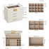 SONGMICS Cutie de bijuterii cu 4 nivele, 3 sertare, capac din sticla, 22x25x15cm, alb si auriu [7]