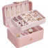 SONGMICS Cutie de bijuterii, 2 niveluri, compartimentare inteligenta, ideala pentru calatorii, 16x11x8 cm, roz [6]