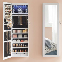 SONGMICS Dulap de bijuterii cu oglinda, montare pe perete, incuietoare, 37x10x120cm, alb SONGMICS Dulap de bijuterii cu oglinda, montare pe perete, incuietoare, 37x10x120cm, alb