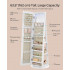 SONGMICS Oglinda de podea cu suport rotativ la 360°, cu spatiu de depozitare, material MDF, 55x55x162 cm, alb [8]