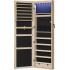 SONGMICS Dulap pentru bijuterii cu oglinda, montare pe perete sau usa, material MDF, inchidere cu cheie, 120x37x10 cm, stejar [3]