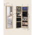 SONGMICS Dulap pentru bijuterii cu oglinda, montare pe perete sau usa, material MDF, inchidere cu cheie, 120x37x10 cm, stejar [5]