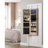 SONGMICS Dulap pentru bijuterii cu oglinda, montare pe perete sau usa, material MDF, inchidere cu cheie, 120x37x10 cm, stejar [6]