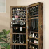 SONGMICS Dulap de bijuterii cu oglinda, din MDF, montare pe perete, 37x10x120 cm, maro rustic [8]