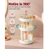SONGMICS Organizator rotativ pentru cosmetice si parfumuri, 3 niveluri cu rotire 360°, 3 tavite utilizabile separat, manere pentru transport, pentru b [6]