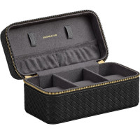SONGMICS Cutie ceasuri Ronne Collection, pentru 3 ceasuri, piele PU aspect impletit, 10x20x9 cm, negru SONGMICS Cutie ceasuri Ronne Collection, pentru 3 ceasuri, piele PU aspect impletit, 10x20x9 cm, negru