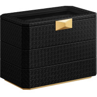 SONGMICS Cutie bijuterii si ceasuri Ronne, 3 niveluri, capac sticla, 27x20x16 cm, negru texturat SONGMICS Cutie bijuterii si ceasuri Ronne, 3 niveluri, capac sticla, 27x20x16 cm, negru texturat