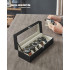 SONGMICS Cutie pentru depozitare 6 ceasuri, capac transparent din sticla, interior captusit cu catifea si perne detasabile pentru protectie, exterior [2]