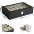SONGMICS Cutie depozitare ceasuri cu 12 compartimente, capac din sticla, interior catifea, 30x21x9 cm, negru [9]