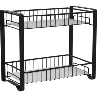 SONGMICS Raft organizator pentru bucatarie cu 2 niveluri pentru condimente si accesorii, structura metalica rezistenta din otel, utilizare multifuncti