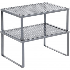 SONGMICS Set 2 rafturi de bucatarie metalice, suprapozabile, pentru ustensile sau condimente, 23x32x16cm, gri