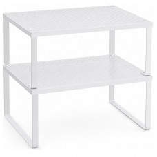 SONGMICS Set 2 rafturi de bucatarie suprapozabile, pentru ustensile sau condimente, 32x23x15 cm, alb