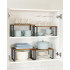 SONGMICS Raft organizator condimente extensibil set 2 bucati, metal si PAL, suprapozabil, 30x20x16 cm, maro rustic [2]