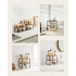 SONGMICS Raft organizator condimente extensibil set 2 bucati, metal si PAL, suprapozabil, 30x20x16 cm, maro rustic [5]