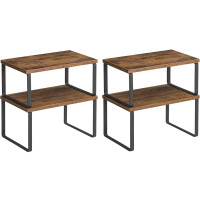 SONGMICS Rafturi bucatarie 30x20x16 cm, set 4 buc, modulare, suprapozabile si extensibile, metal si PAL, maro rustic SONGMICS Rafturi bucatarie 30x20x16 cm, set 4 buc, modulare, suprapozabile si extensibile, metal si PAL, maro rustic