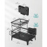 SONGMICS Suport vase metalic pe 2 niveluri si suport tacamuri, cu tava si scurgere mobila direct in chiuveta, 42x31x37 cm, negru [3]