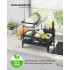 SONGMICS Suport vase metalic pe 2 niveluri si suport tacamuri, cu tava si scurgere mobila direct in chiuveta, 42x31x37 cm, negru [6]