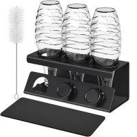 SONGMICS Suport pentru uscarea si depozitarea a 3 sticle, compatibil cu sticle din plastic si sticla pentru aparate de carbonatare, structura rezisten