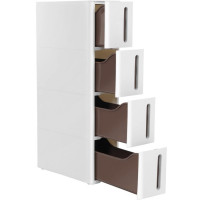 SONGMICS Dulap de depozitare pe roti, pentru bucatarie sau baie, din plastic, cu 4 nivele, 45x17x84cm, alb