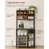 VASAGLE Raft bucatarie cu sertar si 12 carlige, 4 rafturi reglabile, 4 prize incorporate, stil industrial, 80x40x180 cm, maro rustic [3]