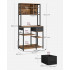 VASAGLE Raft bucatarie cu sertar si 12 carlige, 4 rafturi reglabile, 4 prize incorporate, stil industrial, 80x40x180 cm, maro rustic [4]