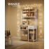 VASAGLE Raft bucatarie cu sertar si 12 carlige, 4 rafturi reglabile, 4 prize incorporate, stil industrial, 80x40x180 cm, stejar auriu si alb [4]