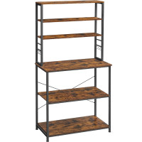 VASAGLE Raft de bucatarie cu spatiu pentru cuptorul cu microunde, 6 rafturi, otel, industrial, 40x80x167cm, maro retro si negru VASAGLE Raft de bucatarie cu spatiu pentru cuptorul cu microunde, 6 rafturi, otel, industrial, 40x80x167cm, maro retro si negru