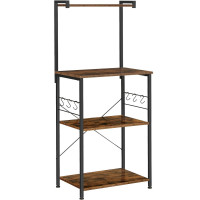 VASAGLE Raft de bucatarie cu spatiu pentru cuptorul cu microunde, 4 rafturi, otel, industrial, 40x54x134cm, maro retro si negru
