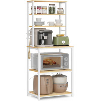VASAGLE Raft de bucatarie, spatiu cuptor cu microunde, 6 rafturi, 40x60x167cm, stejar auriu si alb VASAGLE Raft de bucatarie, spatiu cuptor cu microunde, 6 rafturi, 40x60x167cm, stejar auriu si alb