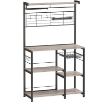 VASAGLE Raft de bucatarie cu spatiu pentru cuptorul cu microunde, banda magnetica cutite, suport role de bucatarie, 42x90x167cm, gri VASAGLE Raft de bucatarie cu spatiu pentru cuptorul cu microunde, banda magnetica cutite, suport role de bucatarie, 42x90x167cm, gri