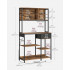 VASAGLE Raft bucatarie cu polite reglabile si sertar, 4 prize integrate, cadru metalic, stil industrial, 110x41x180 cm, maro rustic [2]