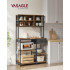 VASAGLE Raft bucatarie cu polite reglabile si sertar, 4 prize integrate, cadru metalic, stil industrial, 110x41x180 cm, maro rustic [5]