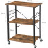 VASAGLE Raft de bucatarie pe roti, carucior de servire cu 3 rafturi, cadru metalic, 40x60x89cm design industrial, maro rustic [2]