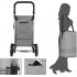 SONGMICS Carucior de cumparaturi piata, pliabil, compartiment frigorific, multifunctional, 44x35x100 cm, gri [5]