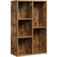 VASAGLE Biblioteca, raft cu 5 unitati de depozitare, pentru living, din lemn, 50x24x80cm, maro rustic